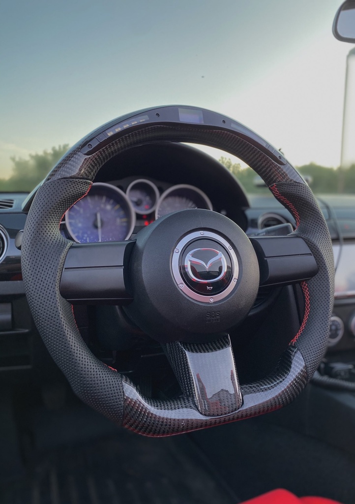 Carbon Fiber/Leather Steering Wheel With LED Screen For Miata NC/Mk3