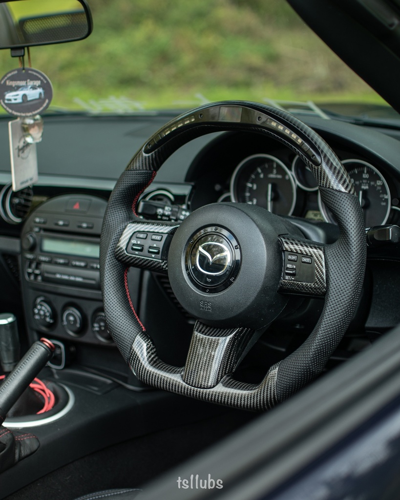 Carbon Fiber/Leather Steering Wheel With LED Screen For Miata NC/Mk3