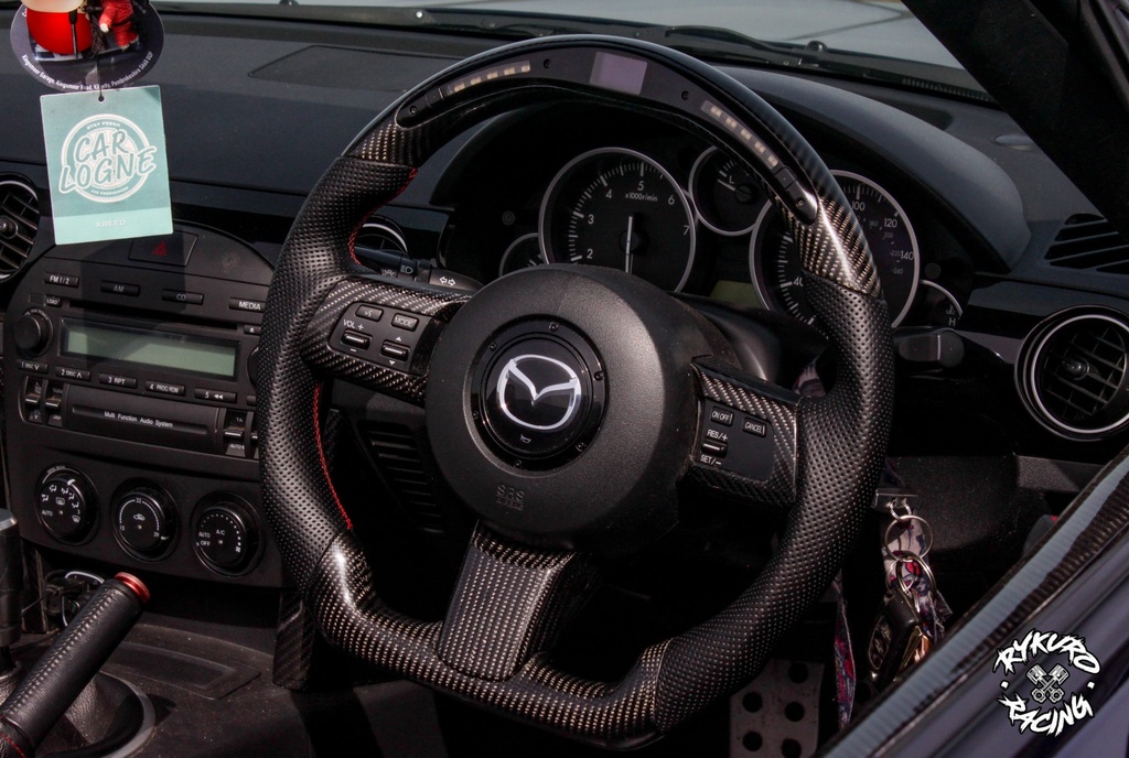 Carbon Fiber/Leather Steering Wheel With LED Screen For Miata NC/Mk3