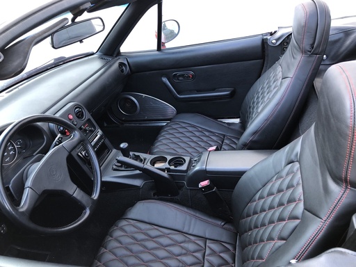 [LD-SC4-NA-BC] Quilted Seat Covers (Diamond Stitching) For Miata NA/Mk1 Leather color: Black Stitching color: Custom