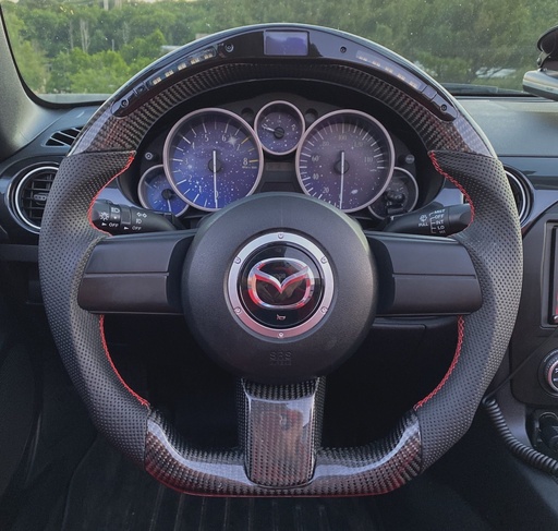 Carbon Fiber/Leather Steering Wheel With LED Screen For Miata NC